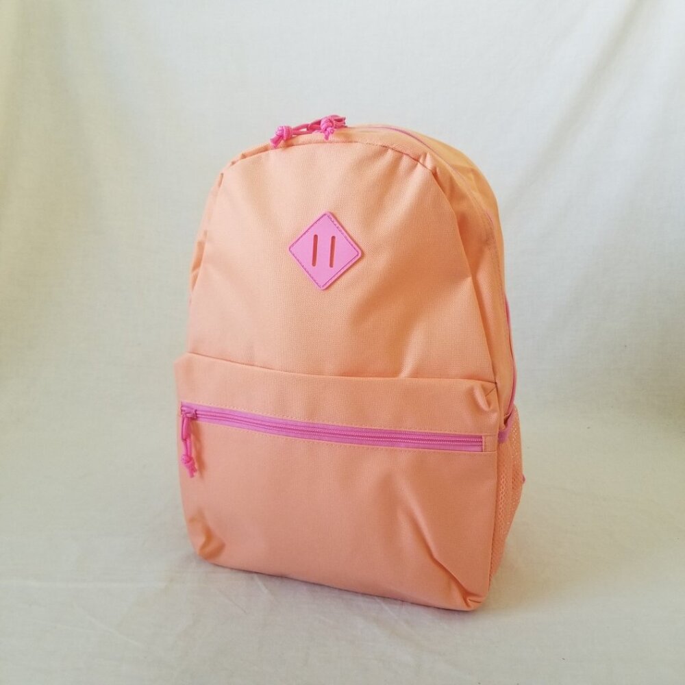 NEW! Lightweight Peach/Pink Basic Backpack w/Bottle Pockets & Padded Straps